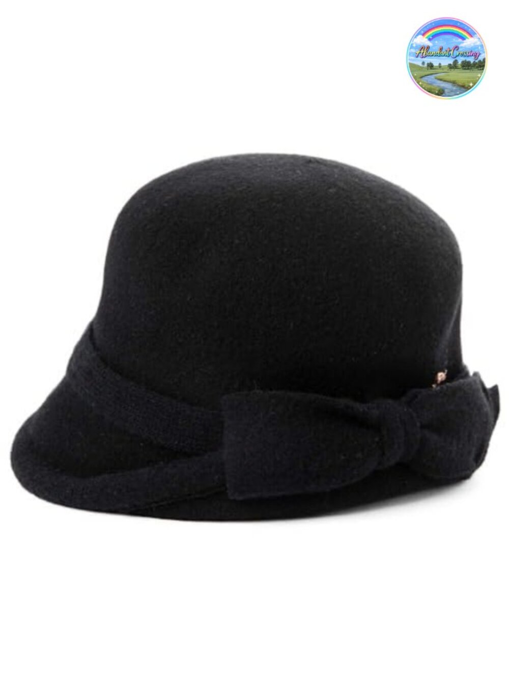 Wool Felt Cloche Bucket Bowler Hat Winter Crushable Bow